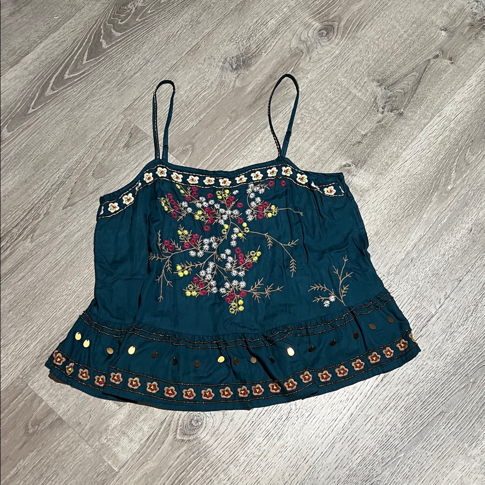 Anthropologie Luzia Cropped Embroidered & Sequin Cami - Picture 3 of 16